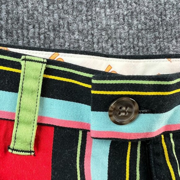 Loudmouth Golf Shorts Adult 36 Striped Black Red Green Pockets Casual Mens - Picture 5 of 9